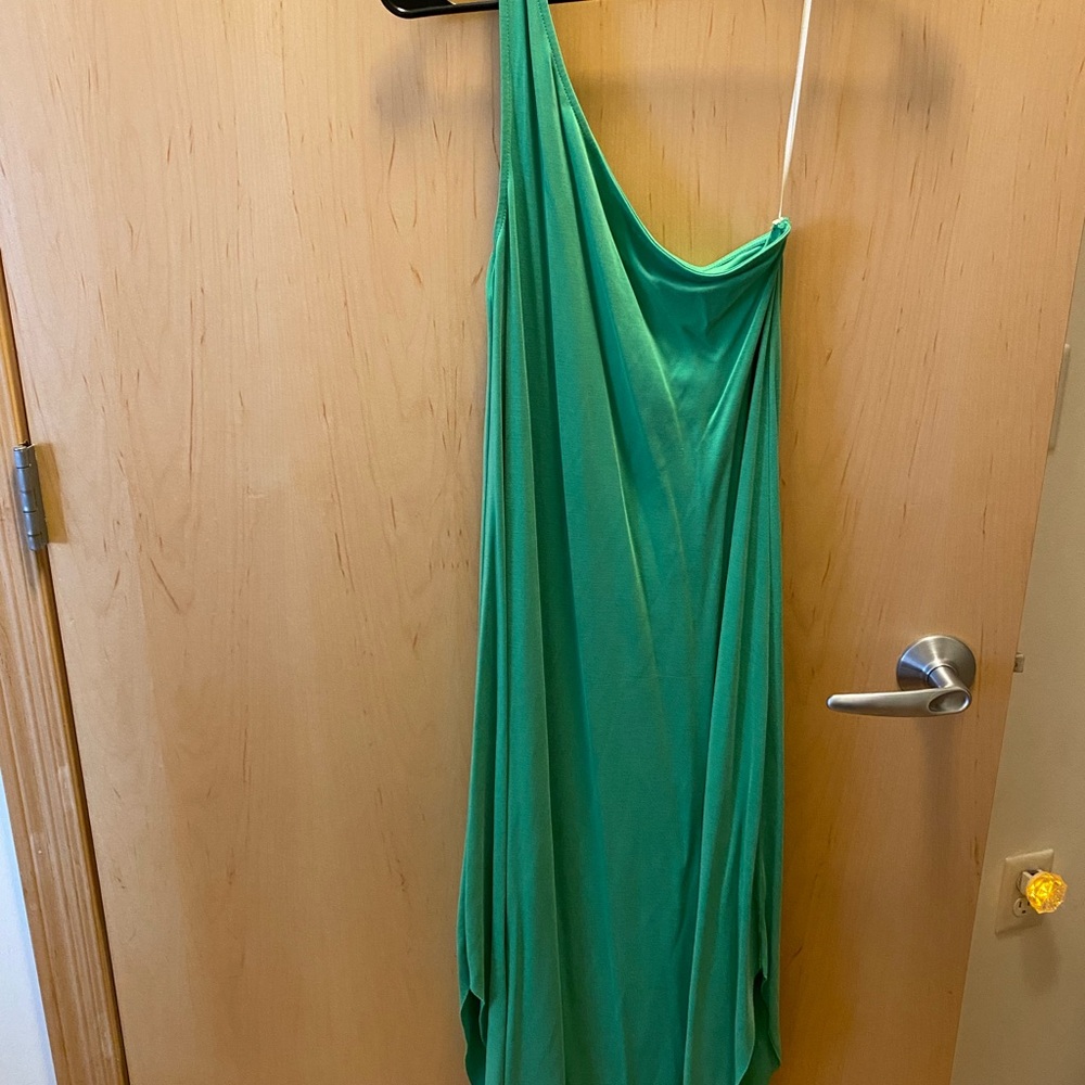 Double Zero Green One-Shoulder Sundress Cocktail